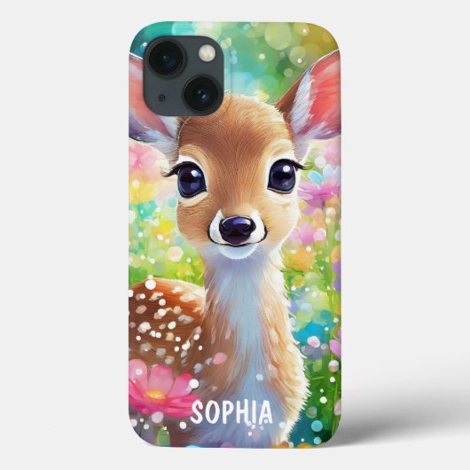 Fawn Schattige Herten Dier Gepersonaliseerde Meisj Case-Mate iPhone Case (Achterkant)