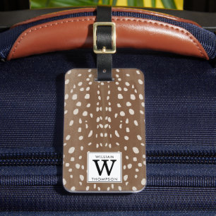 Fawn Spots Baby Herten Dierenprint Monogram Bagagelabel
