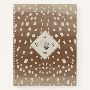Fawn Spots Baby Herten Dierenprint Patroon Monogra Notitieboek