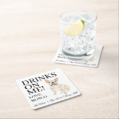 Fawn Tan Cream Frenchie Franse Bulldog bruiloft Vierkante Kartonnen Onderzetter (Insitu)