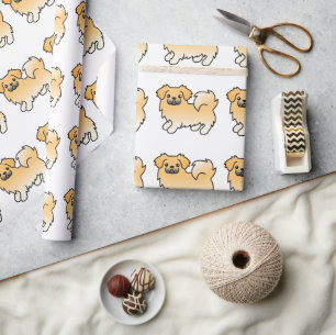 Fawn Tibetan Spaniel Cute Cartoon Dog Pattern Cadeaupapier
