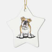 Fawn White Bulldog Sit Keramisch Ornament (Links)