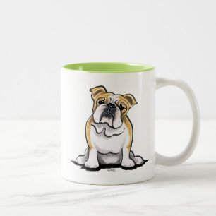 Fawn White Bulldog Sit Tweekleurige Koffiemok