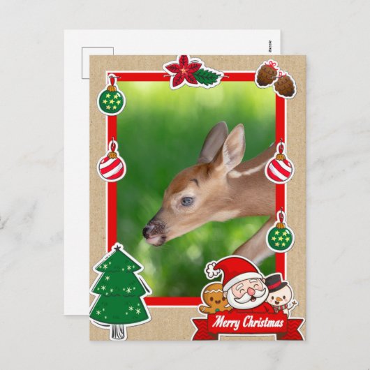 Fawn (witstaarthert) Kerst Kaart (Voorkant / Achterkant)