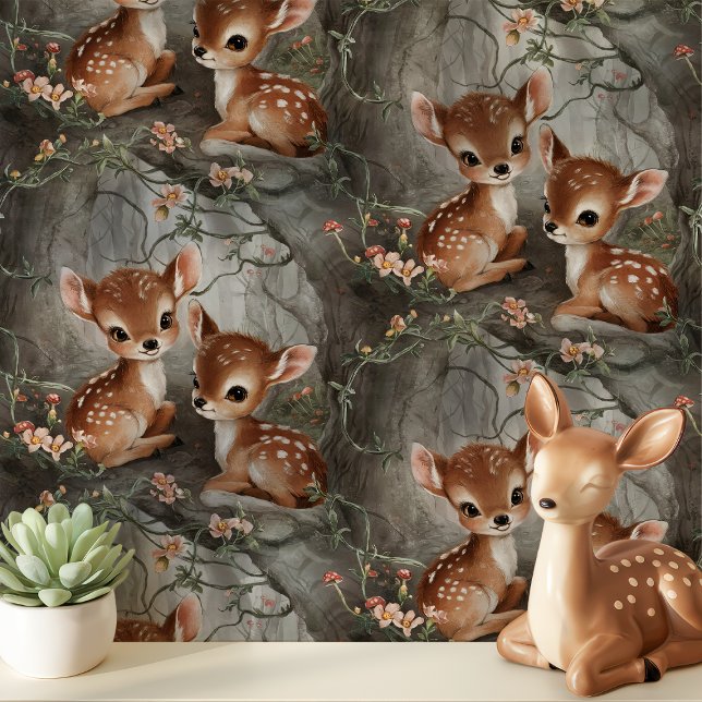  Fawns and Flowers Nursery Behang (Creator heeft geüpload)