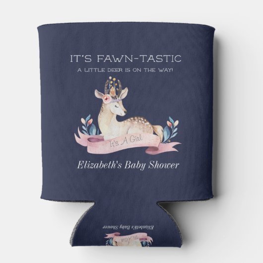 Fawntastic Deer Het is een meisje Baby shower guns Blikjeskoeler (Achterkant)