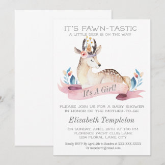 Fawntastic Deer Het is een meisje Baby shower Kaart