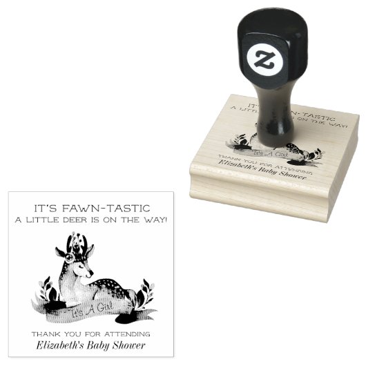 Fawntastic Deer Het is een meisje Baby shower stem Rubberstempel (Gestempeld)