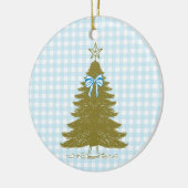 Faye and Lauren Blue Gingham Holiday Ornament (Links)