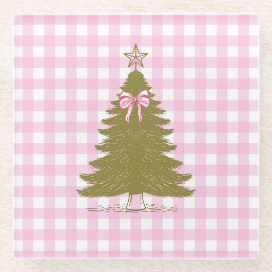 Faye and Lauren Pink Holiday Coaster Glazen Onderzetter (Voorkant)