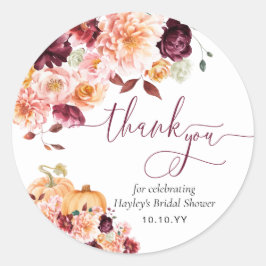 Faye Bourgogne Herfst Herfst Bloemen Dank u Ronde Sticker
