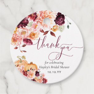 Faye Bourgondië Herfst Bloemige Bedankt Bedankjes Labels