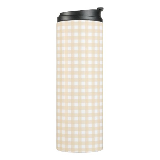 Faye en Lauren Beige Gingham Thermosbeker (Gedraaid links)