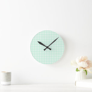 Faye en Lauren Bright Green Gingham Ronde Klok
