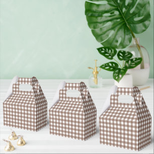 Faye en Lauren Brown Gingham Bedankdoosjes