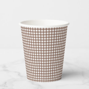 Faye en Lauren Brown Gingham Papieren Bekers