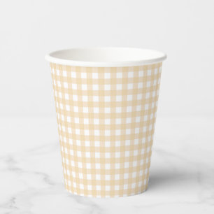 Faye en Lauren Herfst Beige Gingham Papieren Bekers