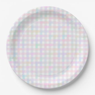 Faye en Lauren Pastel Gingham Multocolor Papieren Bordje