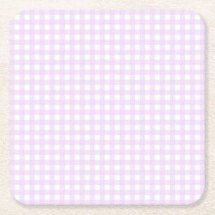 Faye en Lauren Pastel Paarse Gingham Vierkante Kartonnen Onderzetter