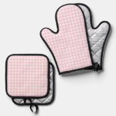 Faye en Lauren Pink Gingham Ovenwant & Pannenlap Set (Voorkant / Achterkant)
