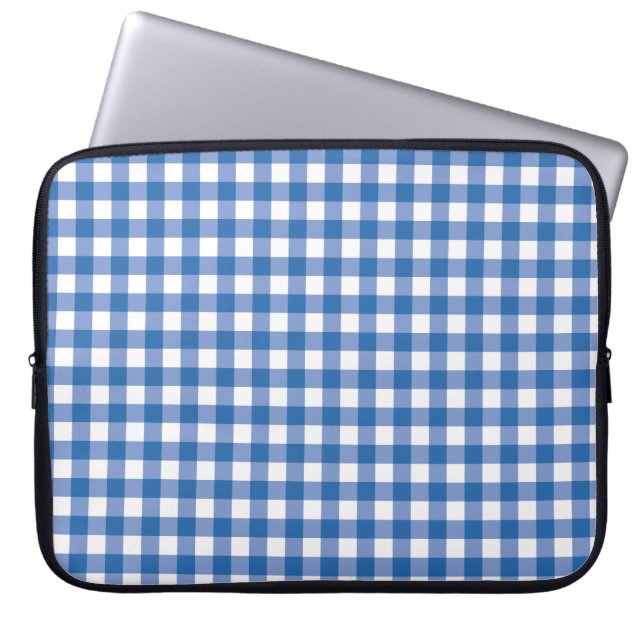 Faye & Lauren Blue Gingham Laptop Sleeve (Voorkant)