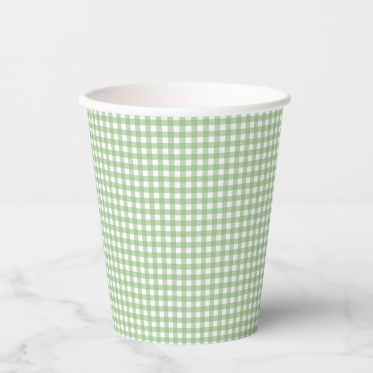 Fayeand Lauren Classic Green Gingham Paper Cups Papieren Bekers (Voorkant)