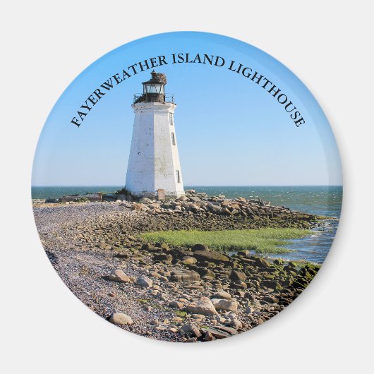 Fayerweather Island Lighthouse CT Round Magnet (Devant)