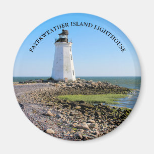 Fayerweather Island Lighthouse CT Round Magnet Magneet