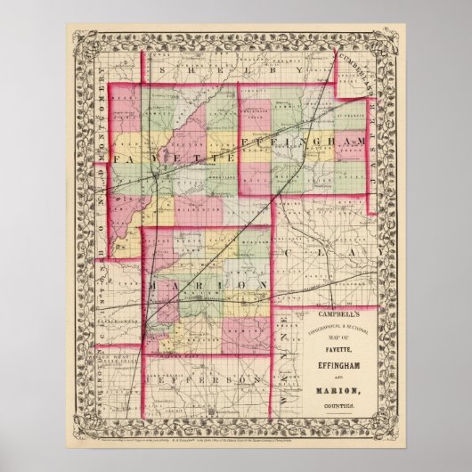 Fayette, Effingham, Marion, graafschappen Poster (Voorkant)