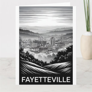 Fayetteville Arkansas Silhouette Zwart Wit Houtsne Kaart