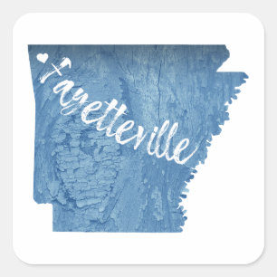 Fayetteville Arkansas Wood Grain Vierkante Sticker