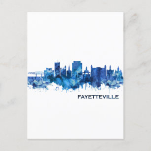 Fayetteville North Carolina Skyline Blue Uitnodiging Briefkaart