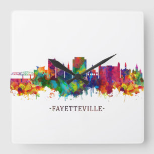 Fayetteville North Carolina Skyline Vierkante Klok