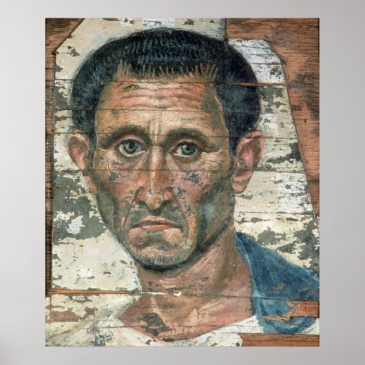 Fayum portret van een man in een blauwe mantel, poster (Voorkant)