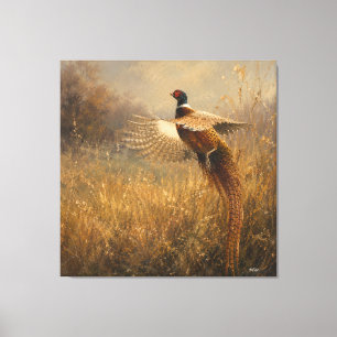 Fazant in gouden vlucht canvas afdruk