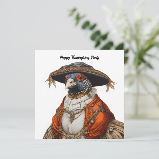 fazant in pelgrimskleding kaart (Staand voorkant)