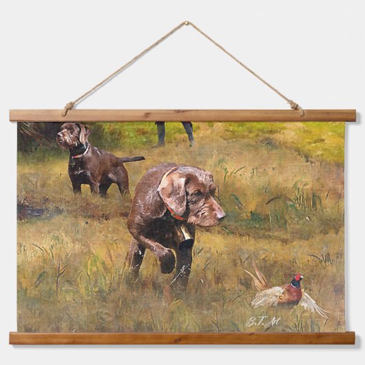 Fazant jacht met een Pudelpointers Hangend Wandkleed (Voorkant)