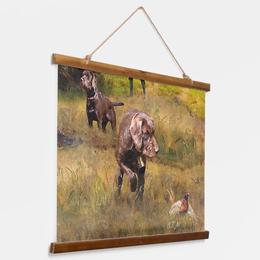 Fazant jacht met een Pudelpointers Hangend Wandkleed (Gebogen)