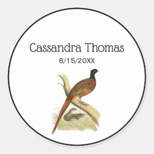 fazant op de kleur van de vogeltrek van het Spel Ronde Sticker
