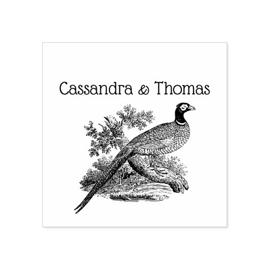  fazant spel vogel tekening paar naam 	rubberstempel (Afrduk)