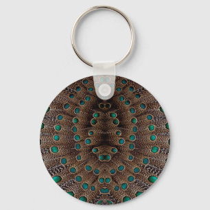 Fazant Veer Fractal Ontwerp Sleutelhanger