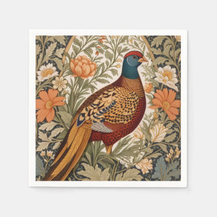 Fazant Vintage Bloem William Morris Geïnspireerd Servet