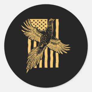 fazant vogeljager Amerikaanse vlagjacht Ronde Sticker