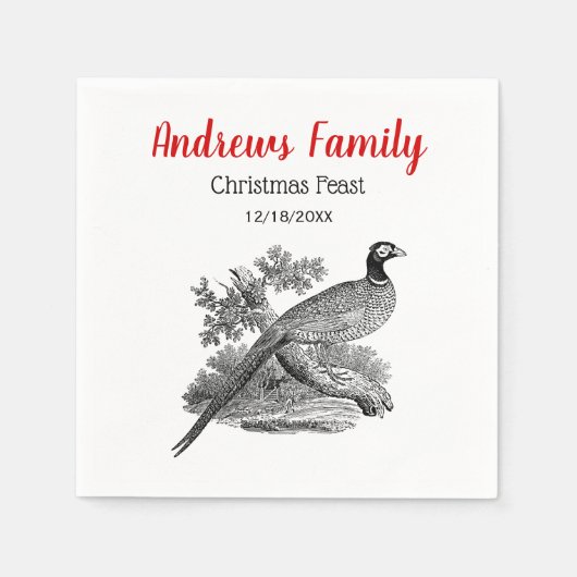  fazant-wilddrager met kerstmis servetten (Voorkant)