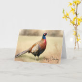 Fazantenportret voor verjaardag kaart (Gele Bloem)