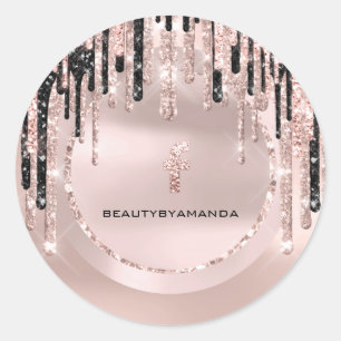 FB Social Media Grimeur Drips Rose Glitter Ronde Sticker
