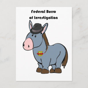FBI Federal Burro of Investigation Donkey Cartoon Briefkaart