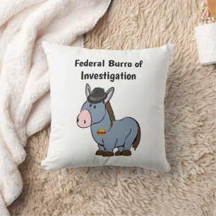 FBI Federal Burro of Investigation Donkey Cartoon Kussen