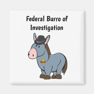 FBI Federal Burro of Investigation Donkey Cartoon Magneet