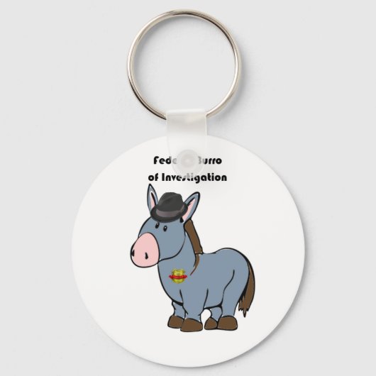 FBI Federal Burro of Investigation Donkey Cartoon Sleutelhanger (Voorkant)